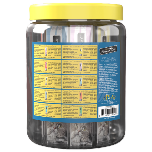 FUSSIE CAT Ocean Fish Puree - Cat Treat Variety | 50 Count (0.5oz)