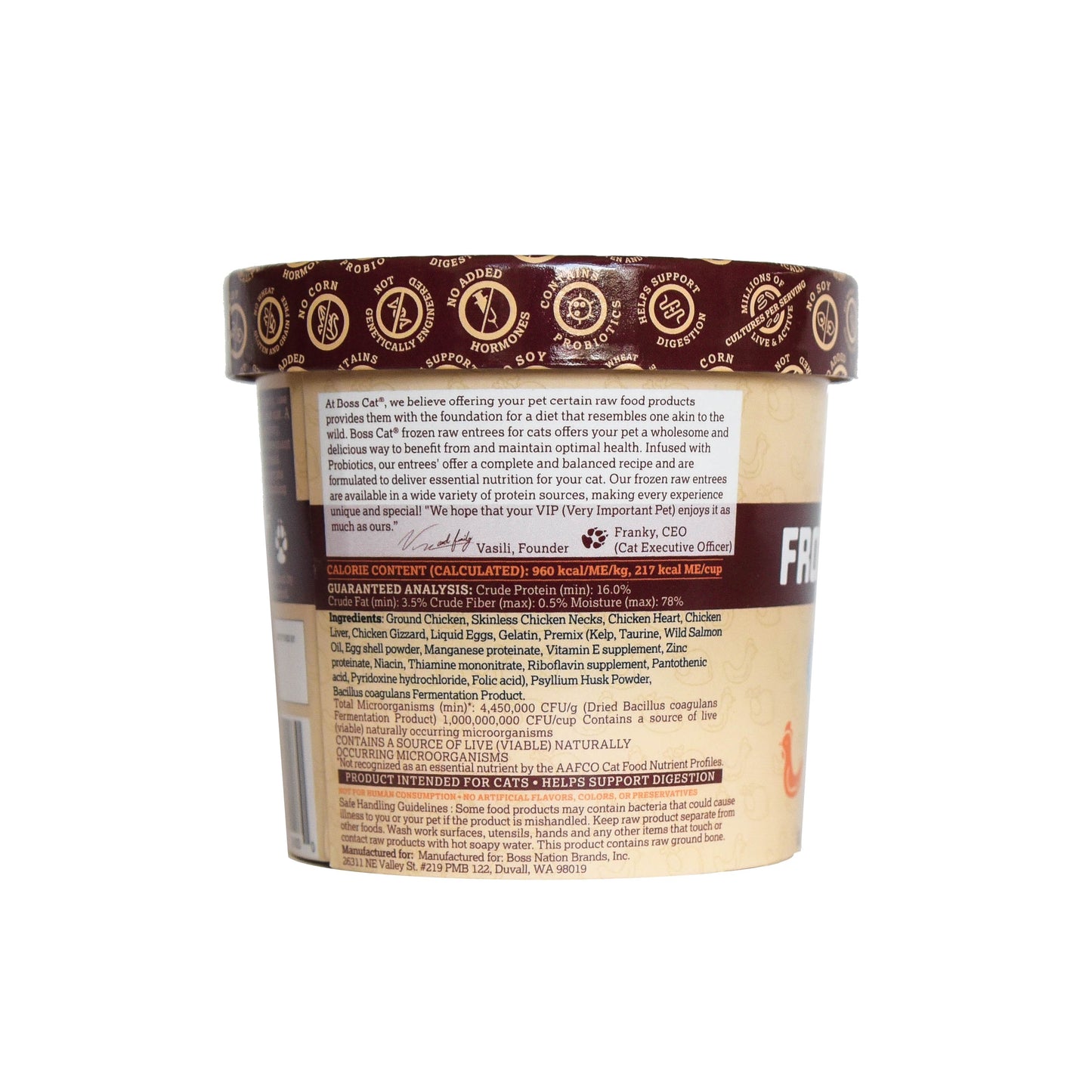 BOSS NATION Alimentos crudos congelados completos - Pollo | 453 g