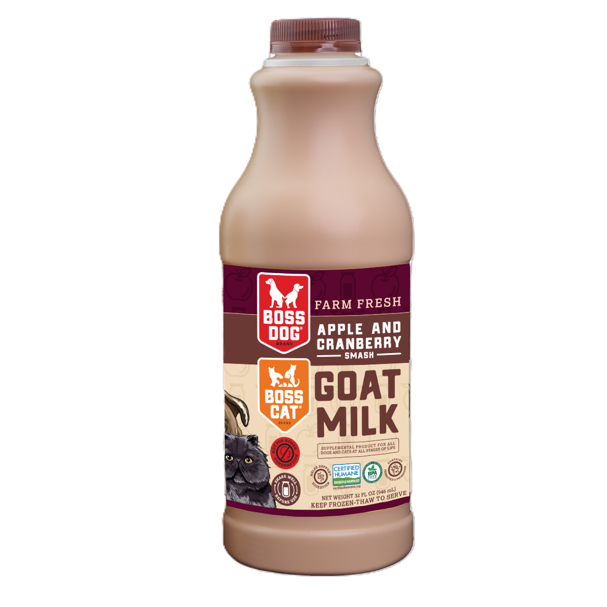 BOSS NATION Leche de Cabra Cruda - Combinación de Manzana y Arándano | 946 ml