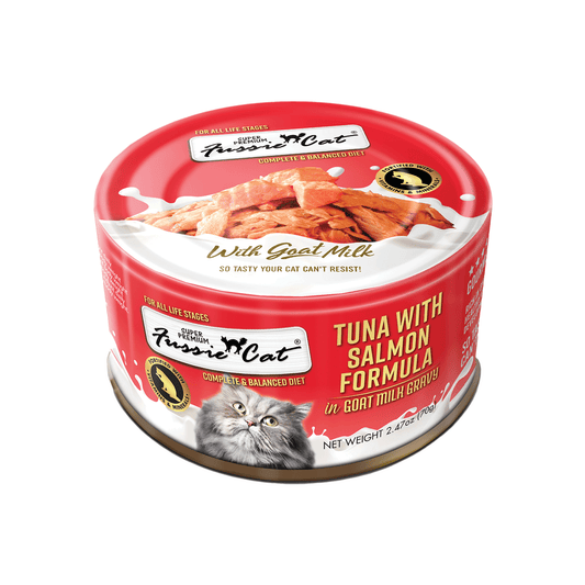 FUSSIE CAT Premium Tuna w/Salmon in Goat Milk - Cat Can | 2.47oz