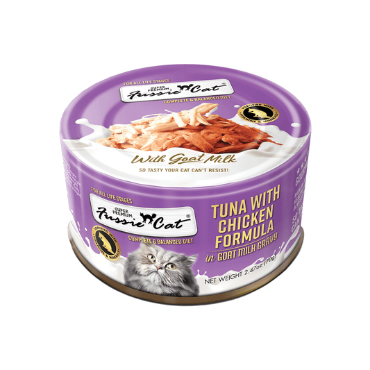 FUSSIE CAT Premium Tuna w/Chicken in Goat Milk - Cat Can | 2.47oz