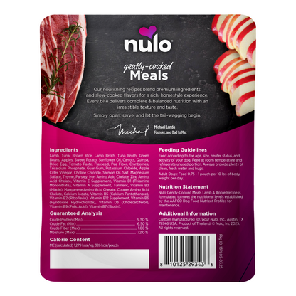 NULO Comida Cocinada Suavemente Bolsa Cordero Manzana | 9 oz
