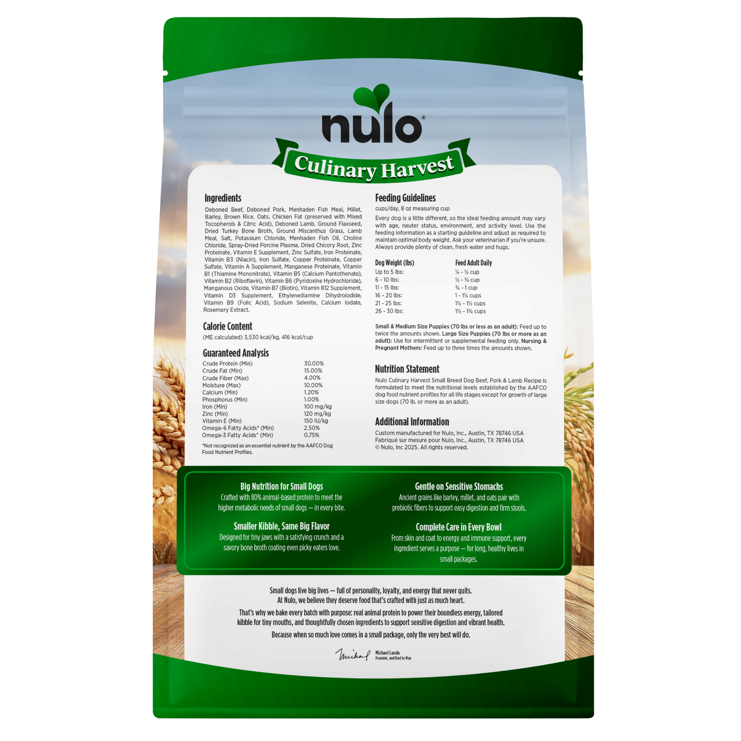 NULO Culinary Harvest Razas Pequeñas Res Cerdo Cordero | 1.81 kg