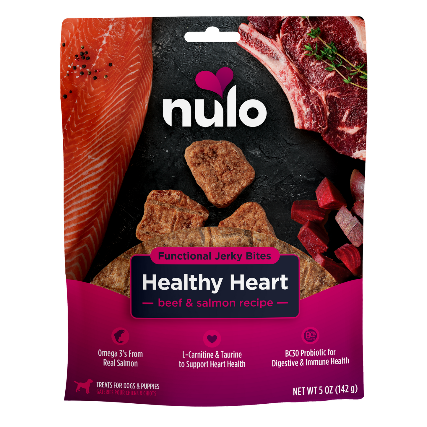 NULO Funcional Golosinas Secas de Res/Salmón | 5oz