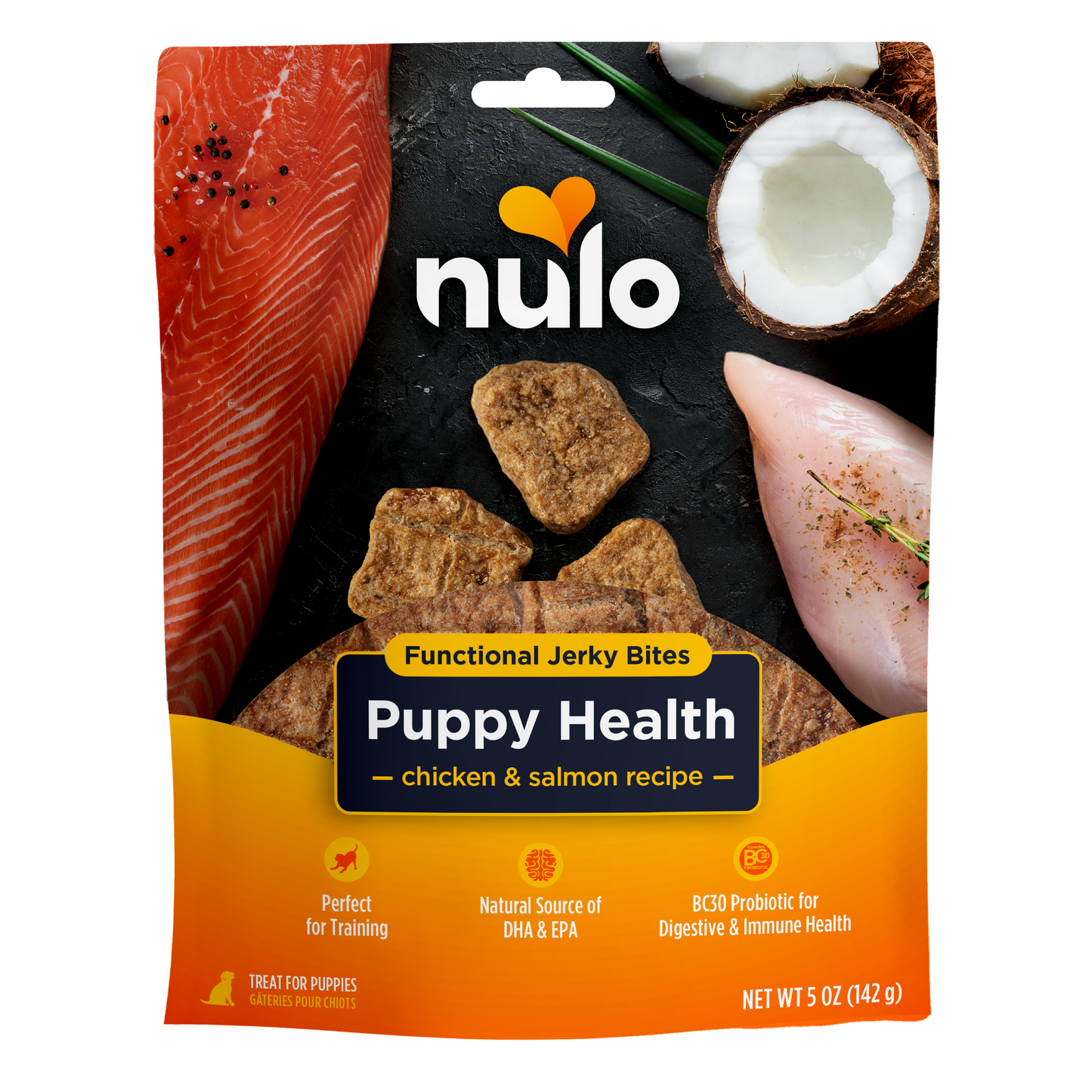 NULO Jerky Funcional para Cachorros Pollo/Salmón | 5oz