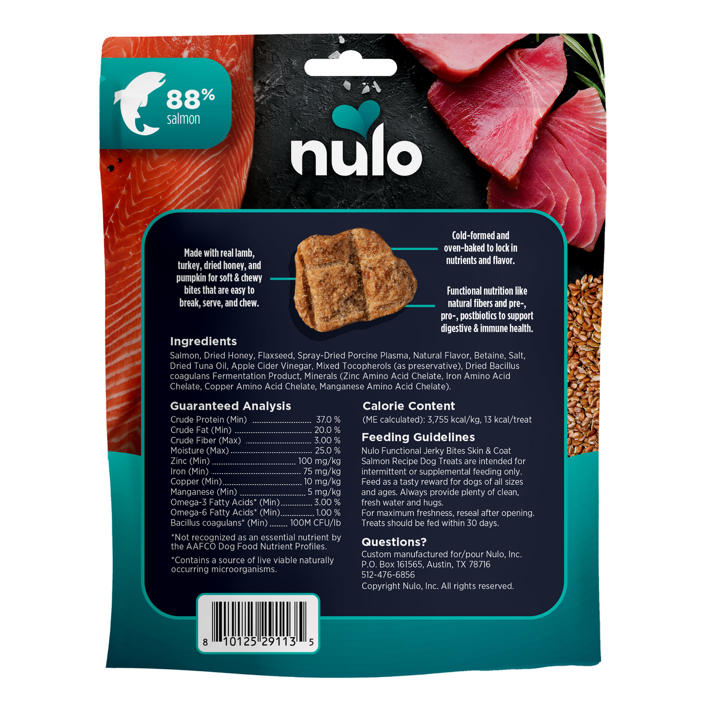 NULO Golosinas funcionales secas de salmón para piel y pelaje | 5 oz