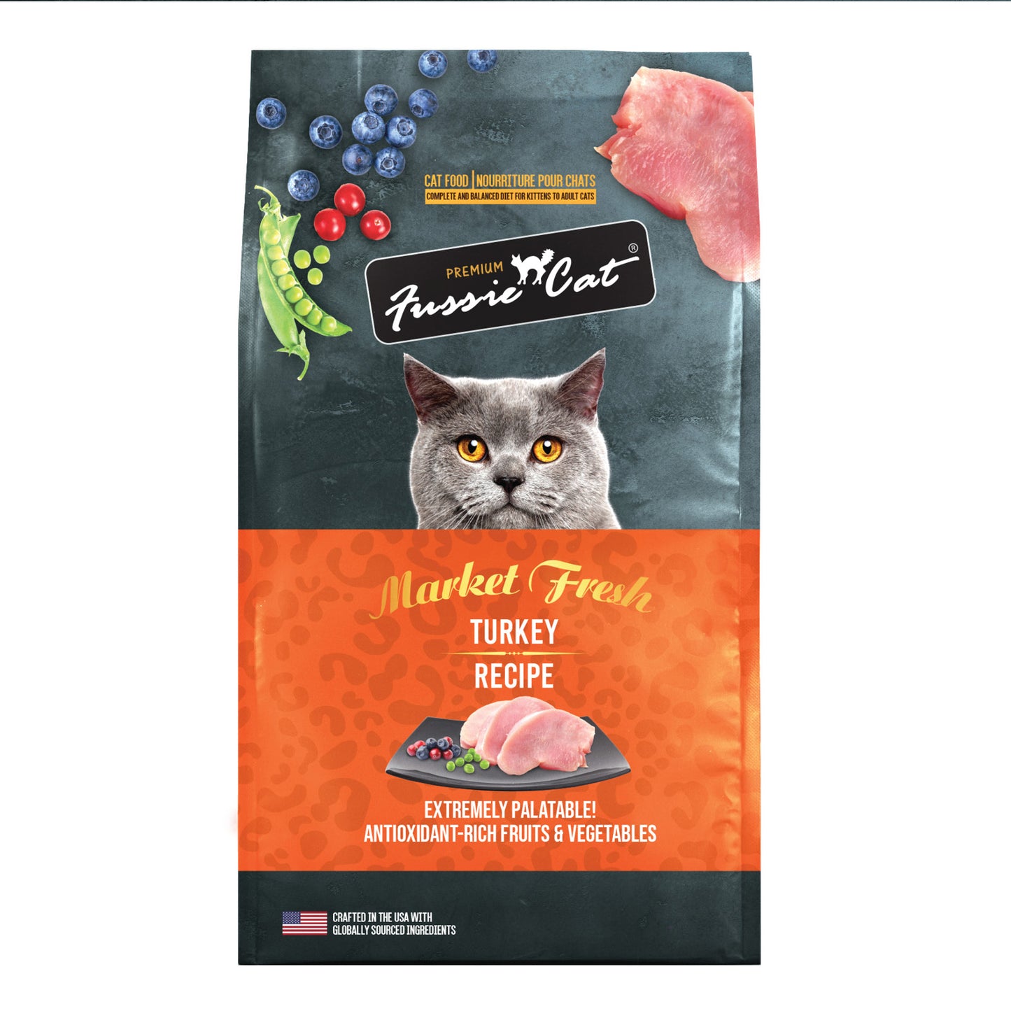 FUSSIE CAT Pavo Fresco de Mercado - Alimento Seco para Gatos | 4.54 kg