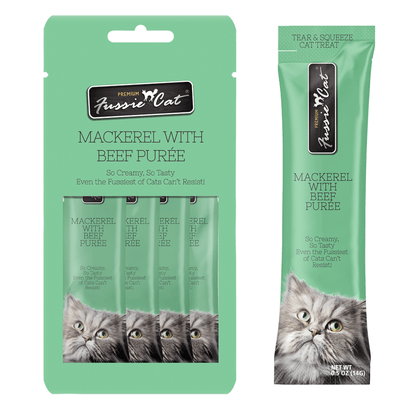 FUSSIE CAT Puré de Res y Caballa - Golosina | 2 oz