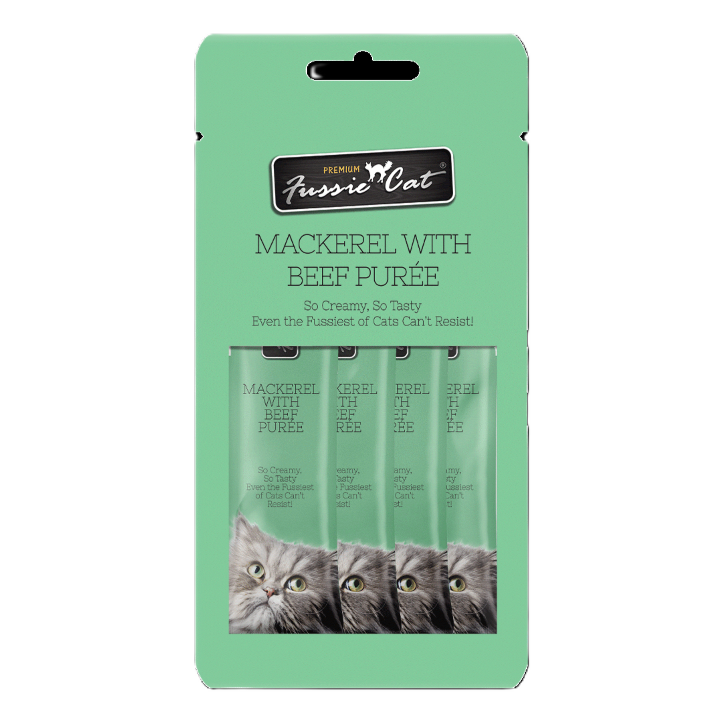 FUSSIE CAT Puré de Res y Caballa - Golosina | 2 oz