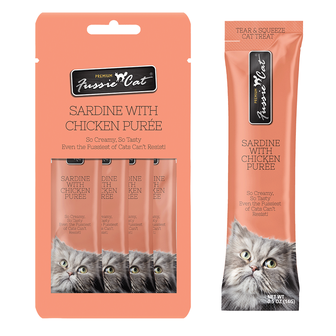 FUSSIE CAT Puré de sardina y pollo - Premio para gatos | 57g