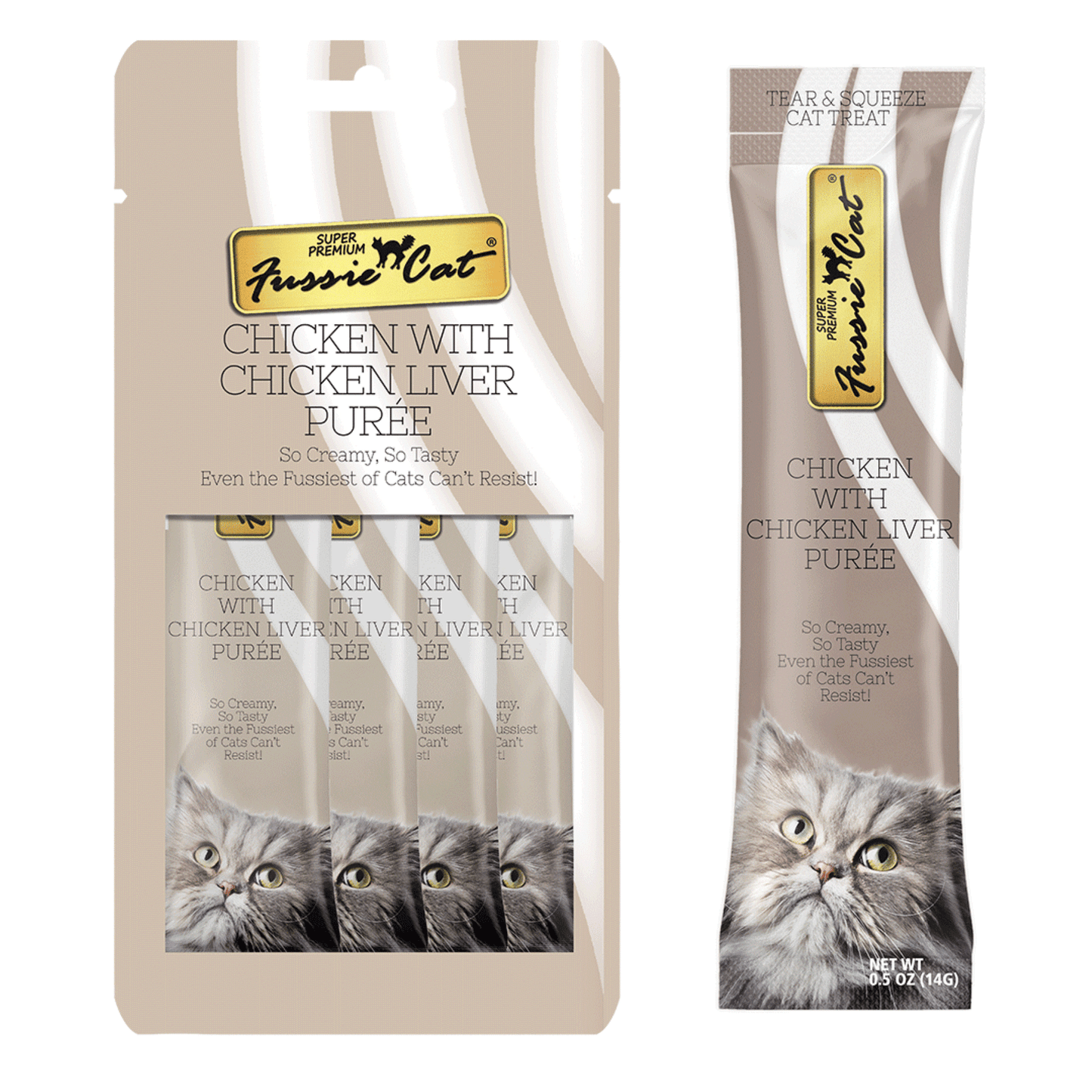 FUSSIE CAT Puré de pollo e hígado - Golosina para gatos | 57 g