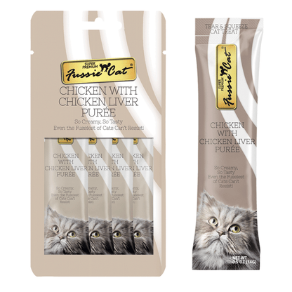FUSSIE CAT Puré de pollo e hígado - Golosina para gatos | 57 g