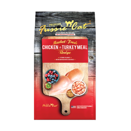 FUSSIE CAT Pollo y Pavo Frescos del Mercado - Alimento Seco para Gatos | 3.5lb