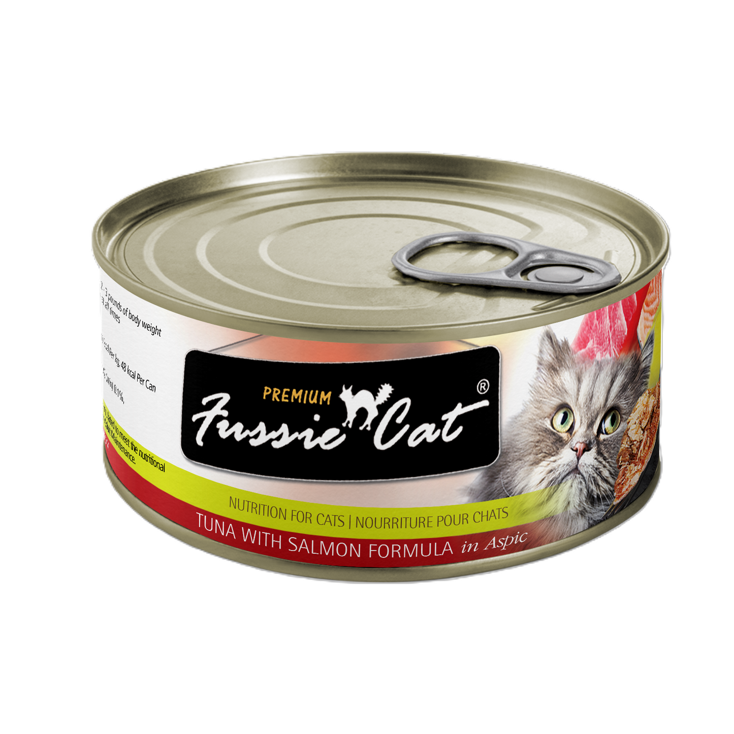 FUSSIE CAT Atún Premium con Salmón en Aspic - Lata para Gatos | 2.82oz