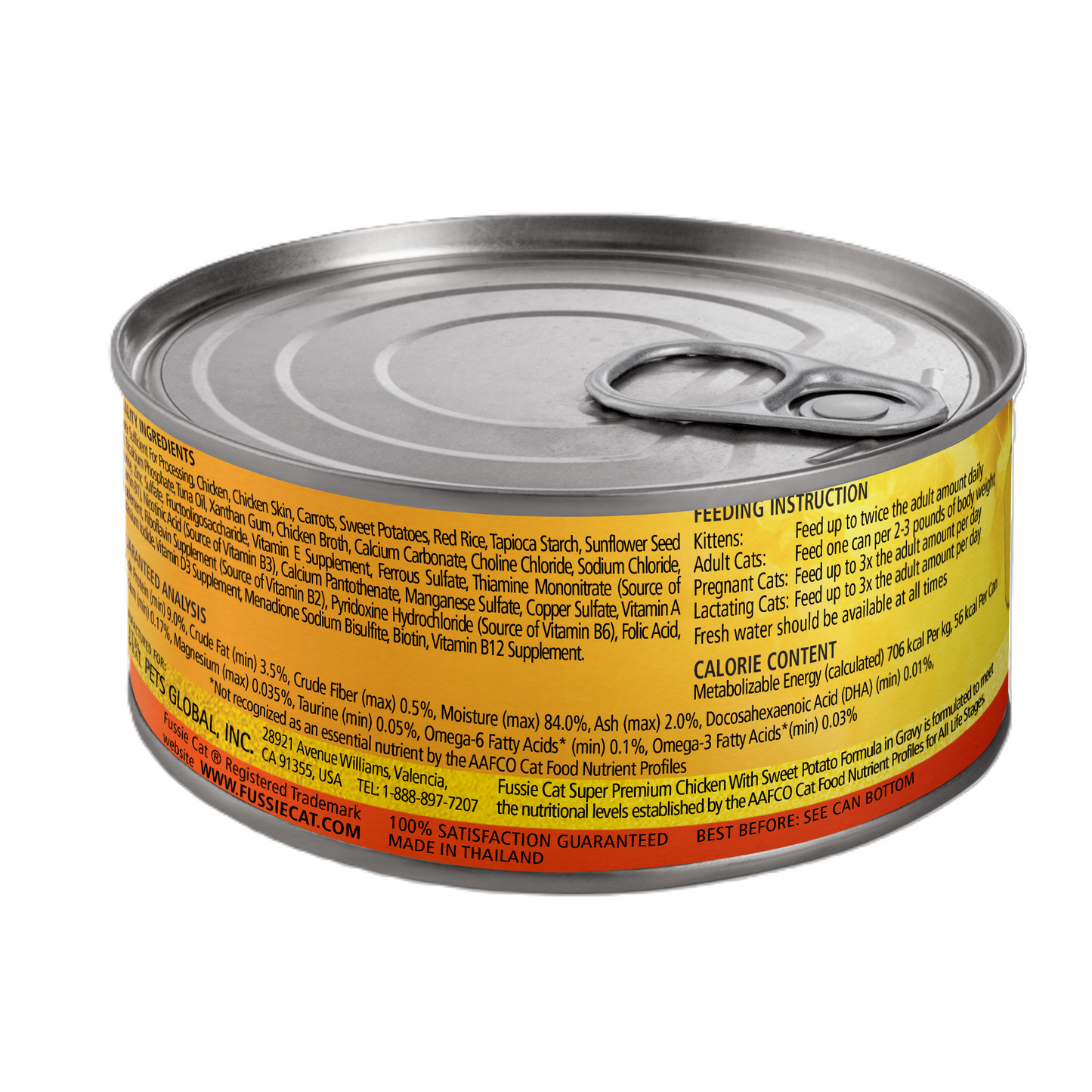 FUSSIE CAT Pollo Súper Premium con Batata en Salsa - Lata para Gatos | 2.82oz
