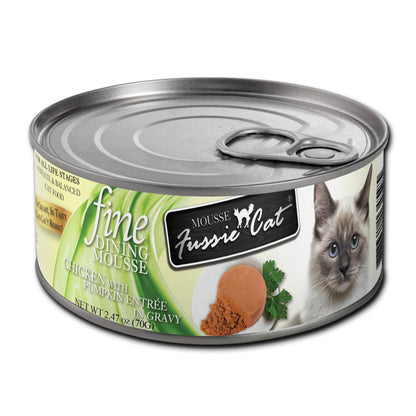 FUSSIE CAT Mousse de Pollo con Calabaza para Gatos - Lata de 70g