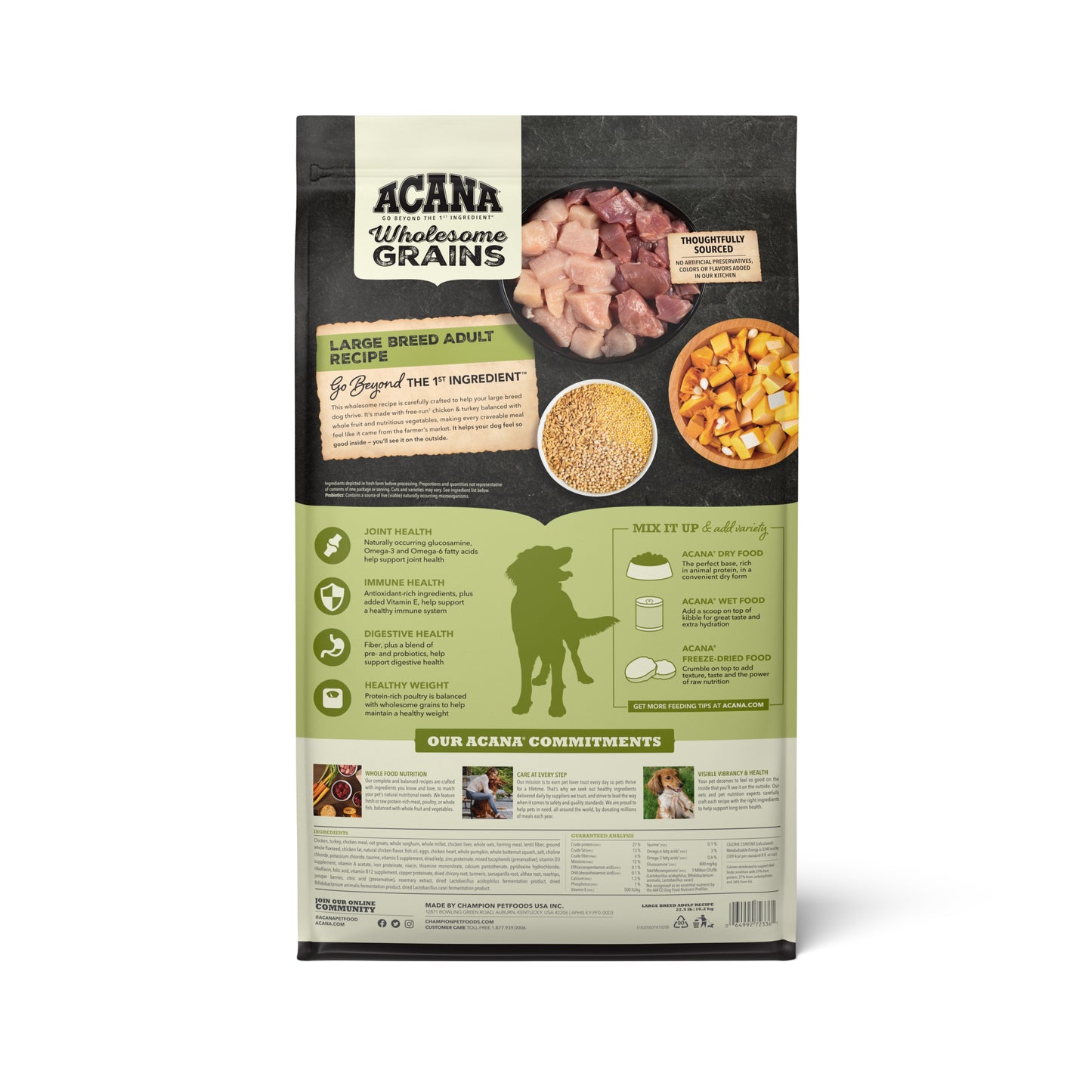 ACANA Wholesome Grain Receta para Adultos de Razas Grandes | 22.5 lb