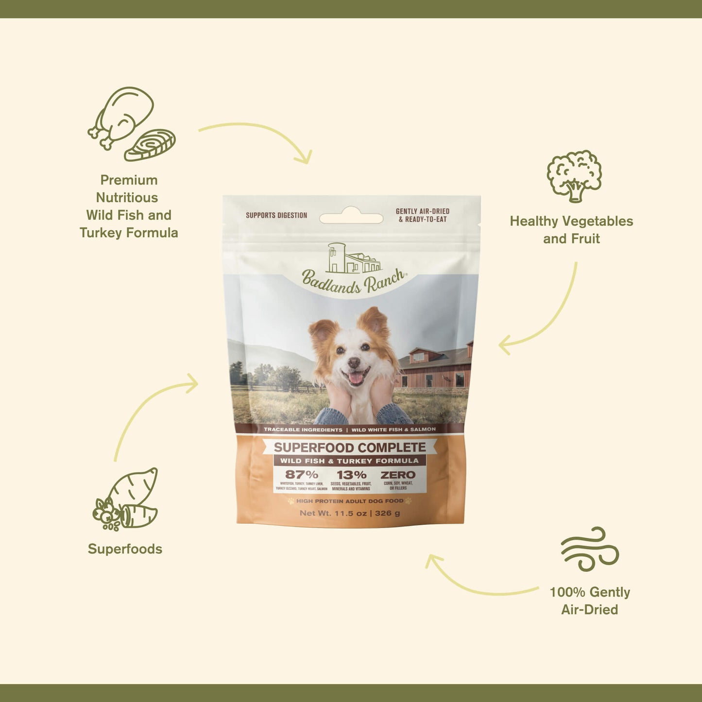 BADLANDS RANCH Superfood Completo Pescado Salvaje/Pavo | 11.5oz