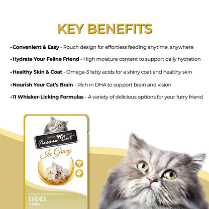 FUSSIE CAT Pollo Premium en Salsa - Sobre para Gatos | 2.47oz