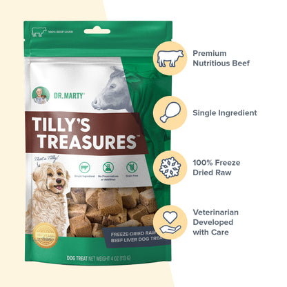 DR. MARTY Tilly's Treasures Golosina de hígado de res liofilizado | 113 g