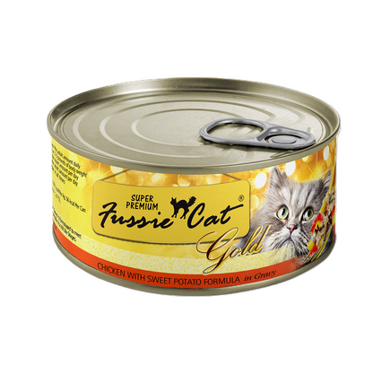 FUSSIE CAT Pollo Súper Premium con Batata en Salsa - Lata para Gatos | 2.82oz