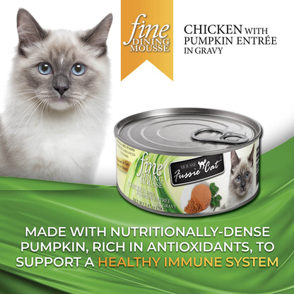 FUSSIE CAT Mousse de Pollo con Calabaza para Gatos - Lata de 70g