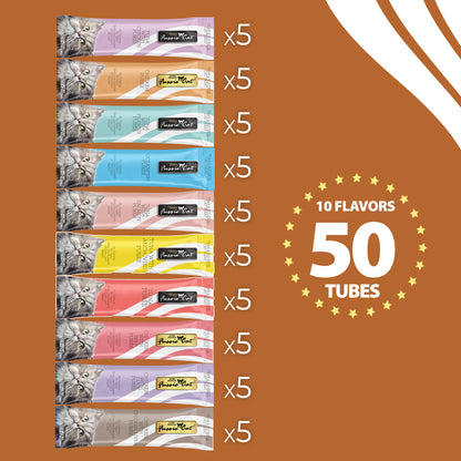 FUSSIE CAT Puré de atún y pollo - Variedad de premios para gatos | 50 unidades (0.5 oz)