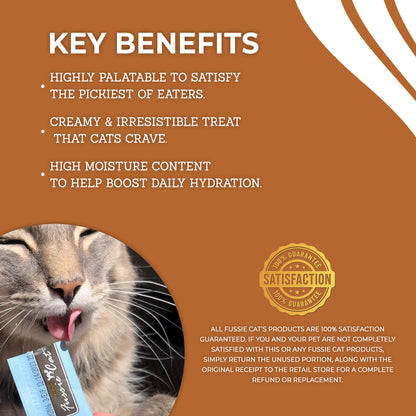 FUSSIE CAT Puré de atún y pollo - Variedad de premios para gatos | 50 unidades (0.5 oz)