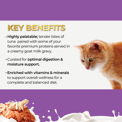 FUSSIE CAT Atún Premium con Pollo en Leche de Cabra - Lata para Gatos | 2.47oz