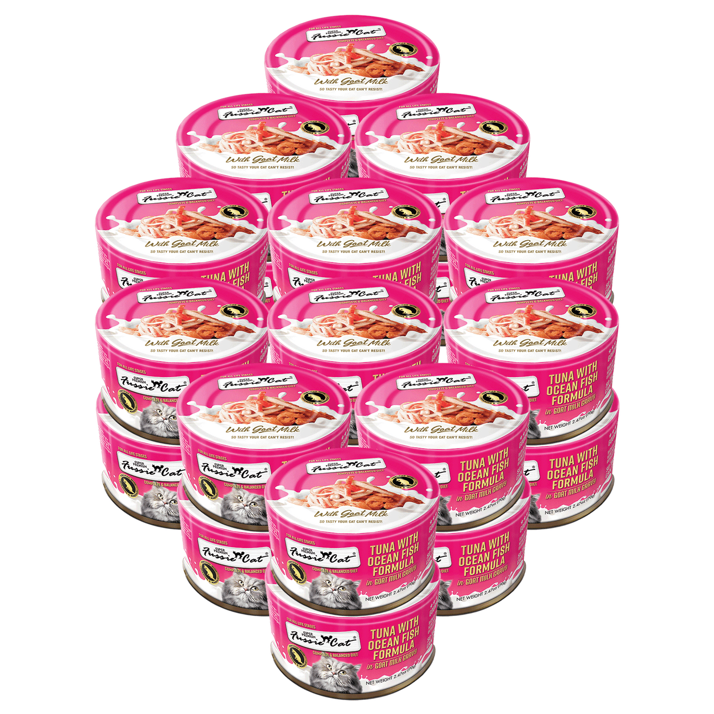 FUSSIE CAT Atún Premium con Pescado Oceánico en Leche de Cabra - Lata para Gatos | 70 g