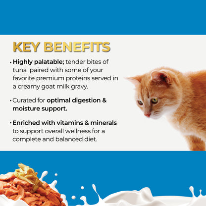 FUSSIE CAT Atún Premium con Anchoas Pequeñas en Leche de Cabra - Lata para Gato | 2.47oz