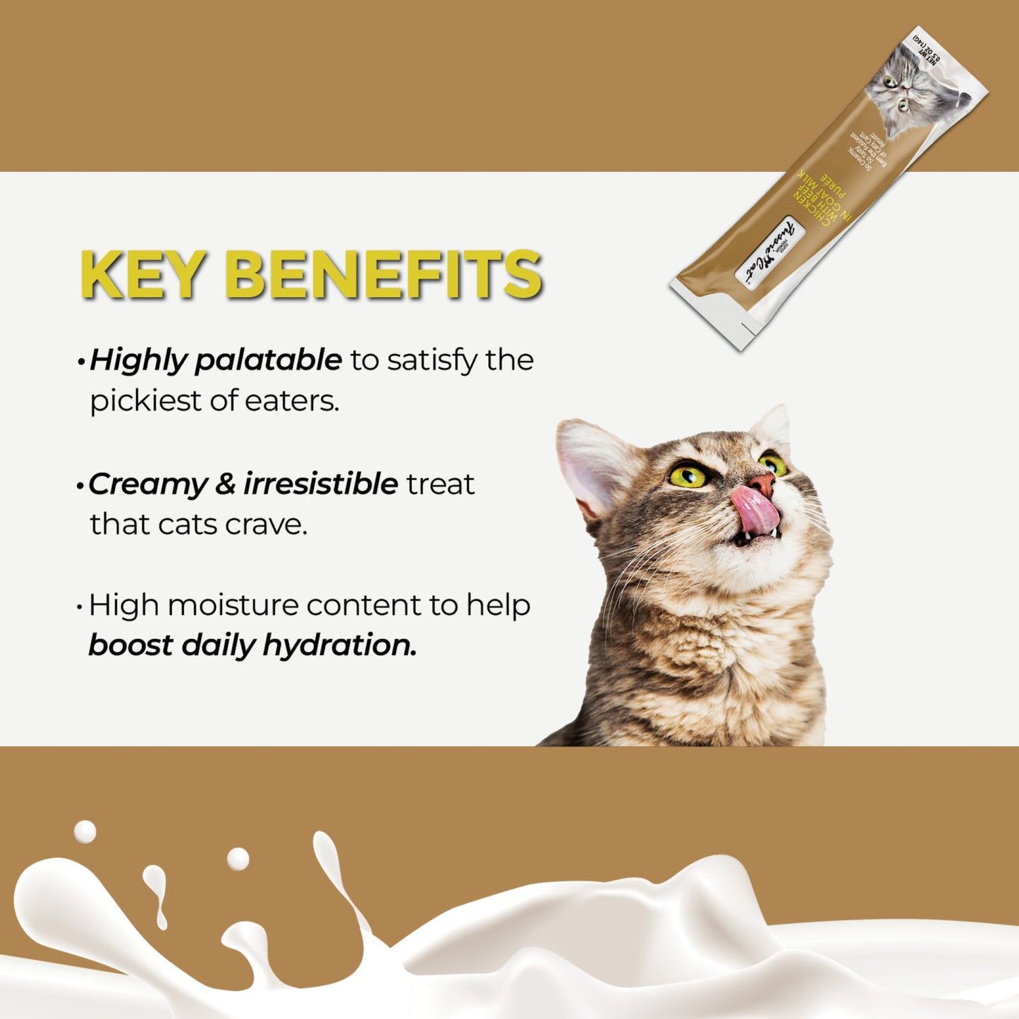 FUSSIE CAT Super Premium Pollo con Ternera en Puré de Leche de Cabra - Golosina para gatos | 2 oz