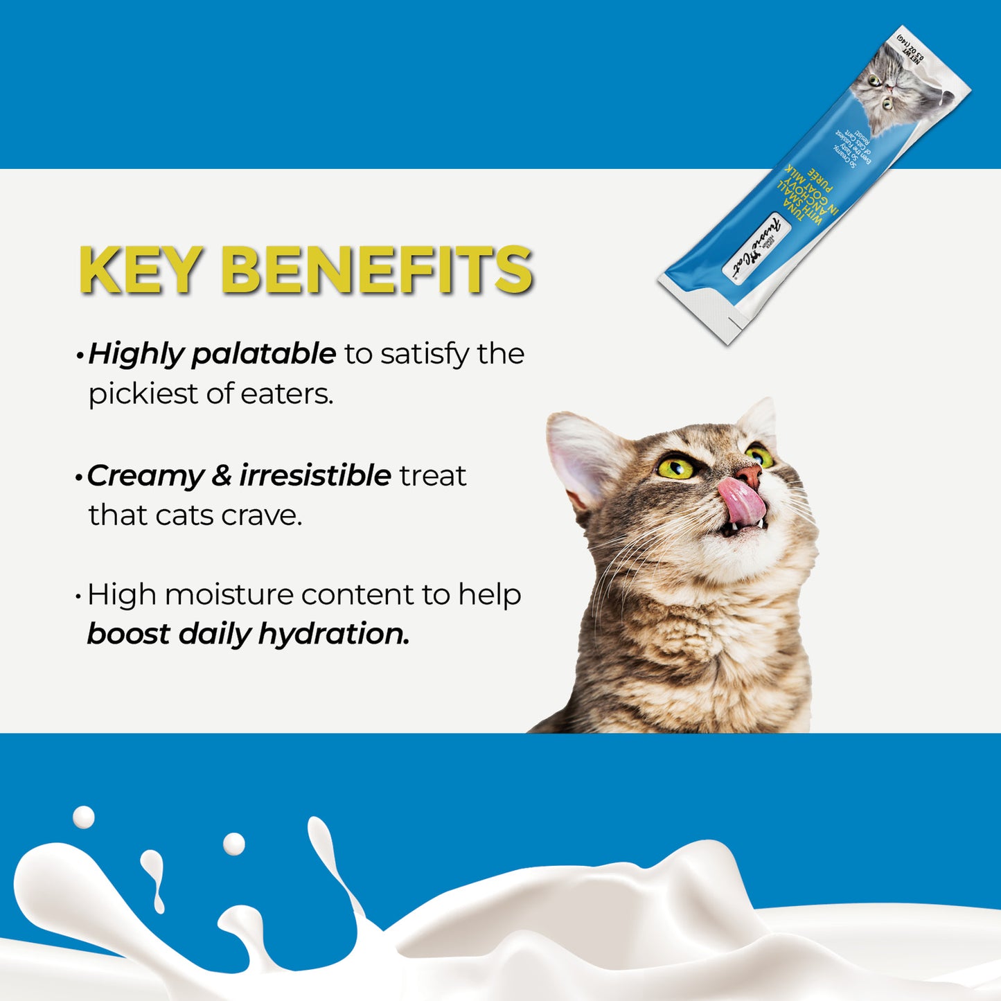 FUSSIE CAT Atún Premium con Anchoas Pequeñas en Puré de Leche de Cabra - Premio para Gatos | 56 g