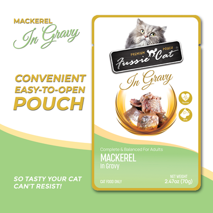 FUSSIE CAT Caballa Premium en Salsa - Sobre para Gatos | 2.47oz