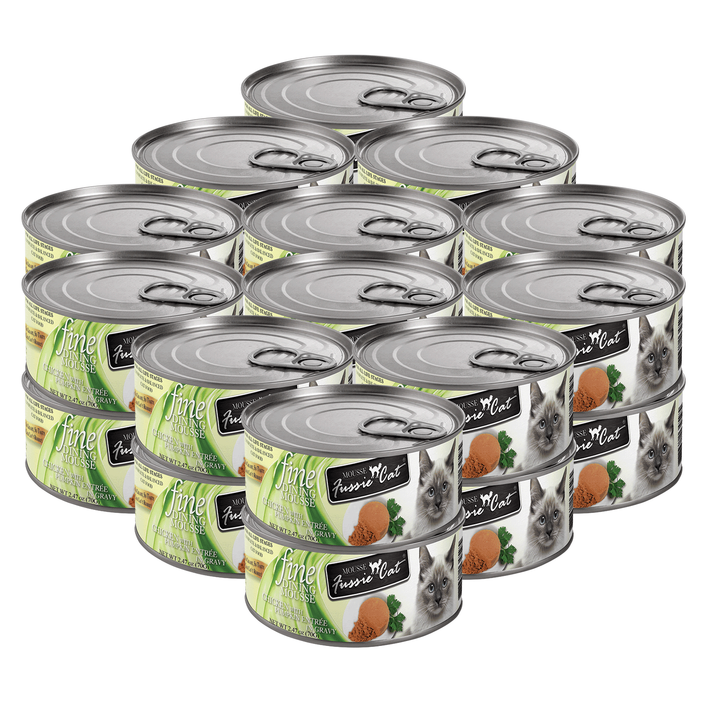 FUSSIE CAT Mousse de Pollo con Calabaza para Gatos - Lata de 70g