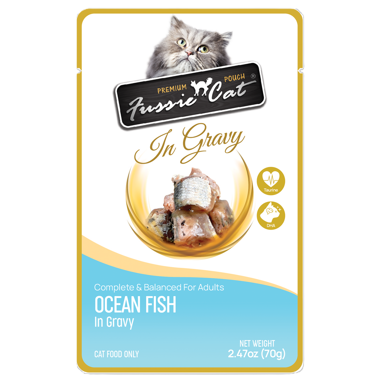 FUSSIE CAT Pescado Oceánico Premium en Salsa - Bolsita para Gatos | 70g