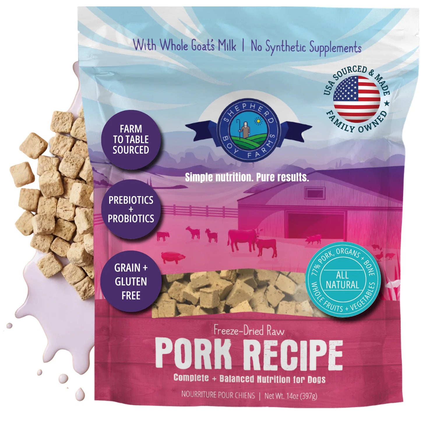 SHEPHERD BOY Receta de Cerdo Liofilizado | 14oz