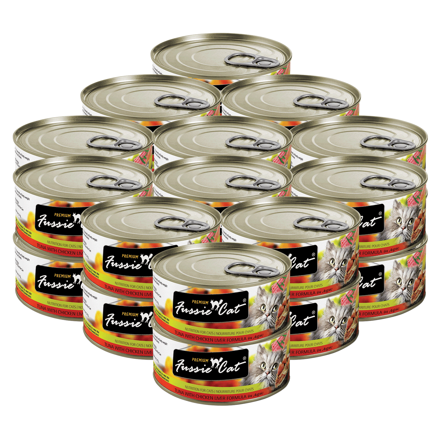 FUSSIE CAT Atún Premium con Hígado de Pollo en Aspic - Lata para Gatos | 2.82oz