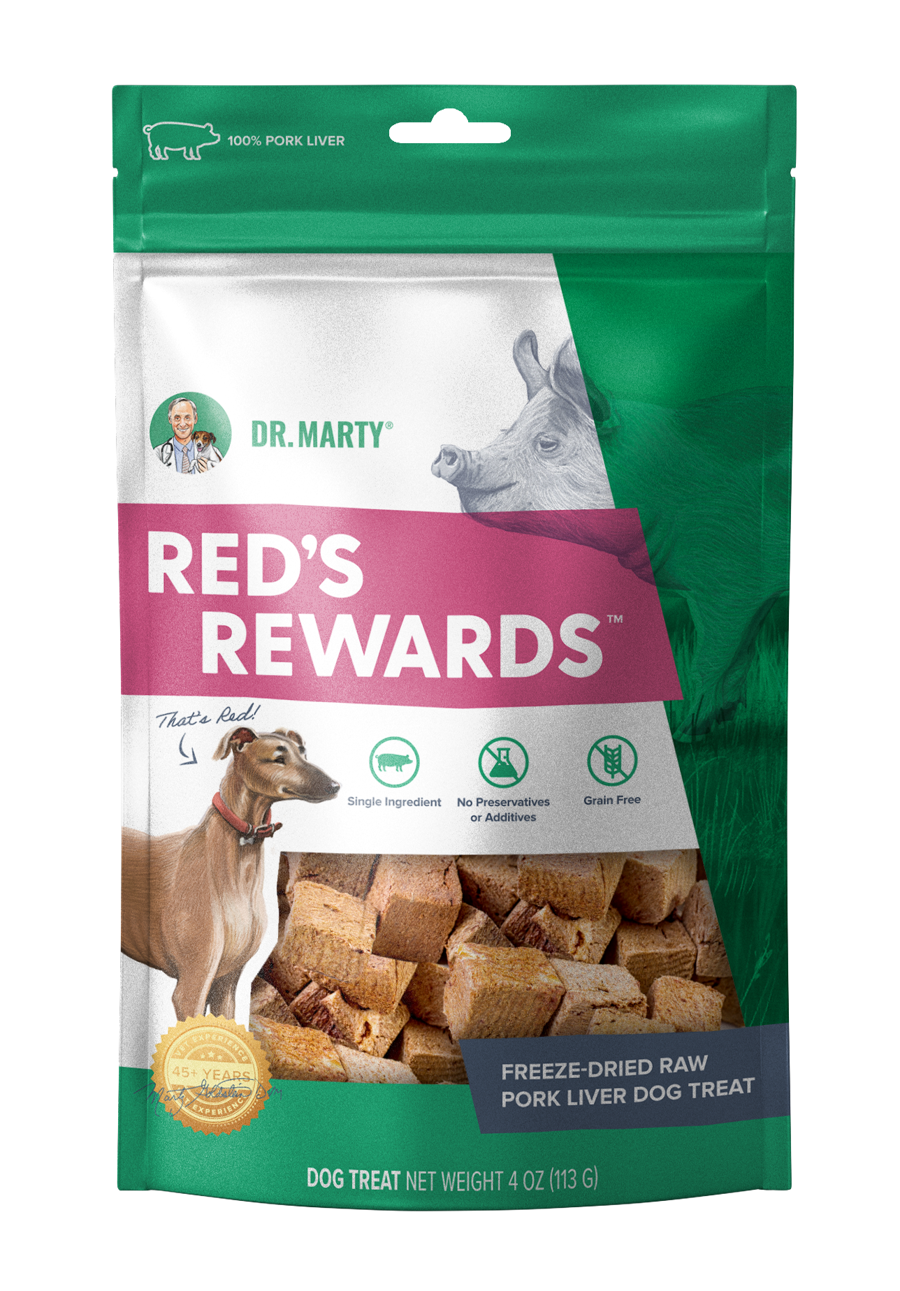 DR. MARTY Red's Rewards Hígado de Cerdo Liofilizado Premios | 4oz