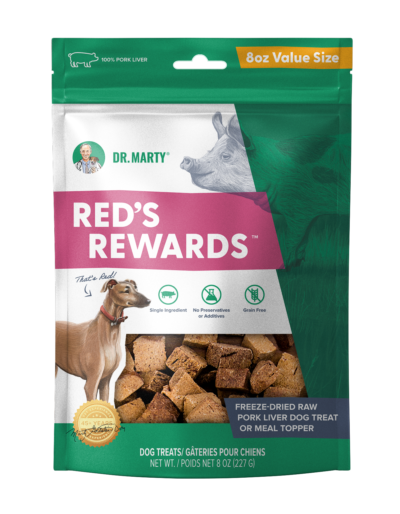 Premios de hígado de cerdo liofilizado DR. MARTY Red's Reward | 8oz