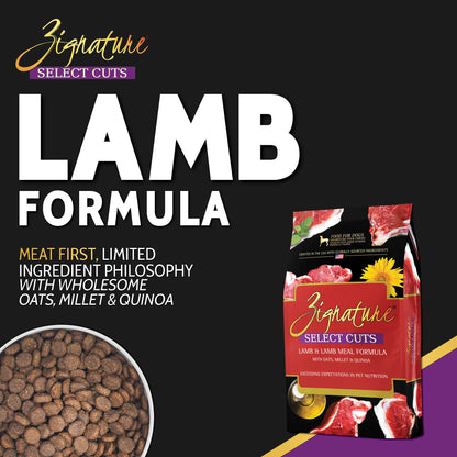 ZIGNATURE Alimento para perros Cortes selectos de cordero | 4 lb