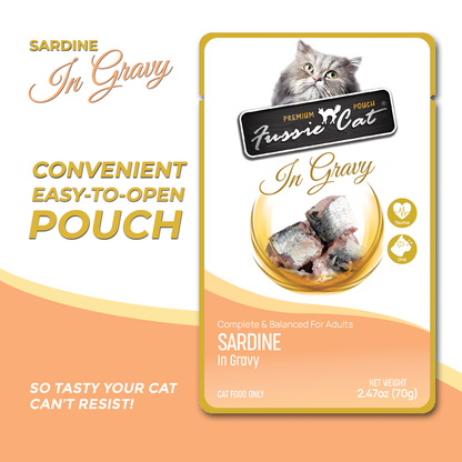 FUSSIE CAT Premium Sardina en Salsa - Pouch para Gatos | 70g