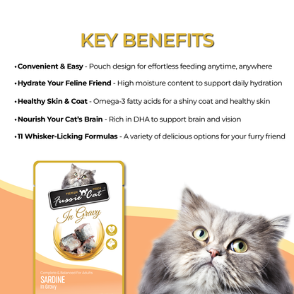 FUSSIE CAT Premium Sardina en Salsa - Pouch para Gatos | 70g