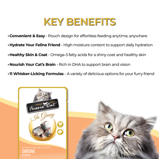 FUSSIE CAT Premium Sardine in Gravy - Cat Pouch | 2.47oz