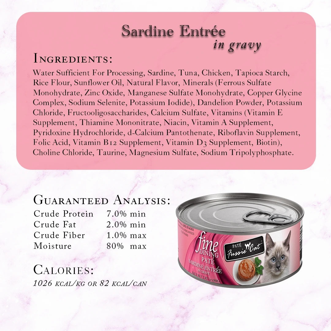 FUSSIE CAT Paté de Alta Cocina Sardina en Salsa - Lata para Gatos | 2.82oz