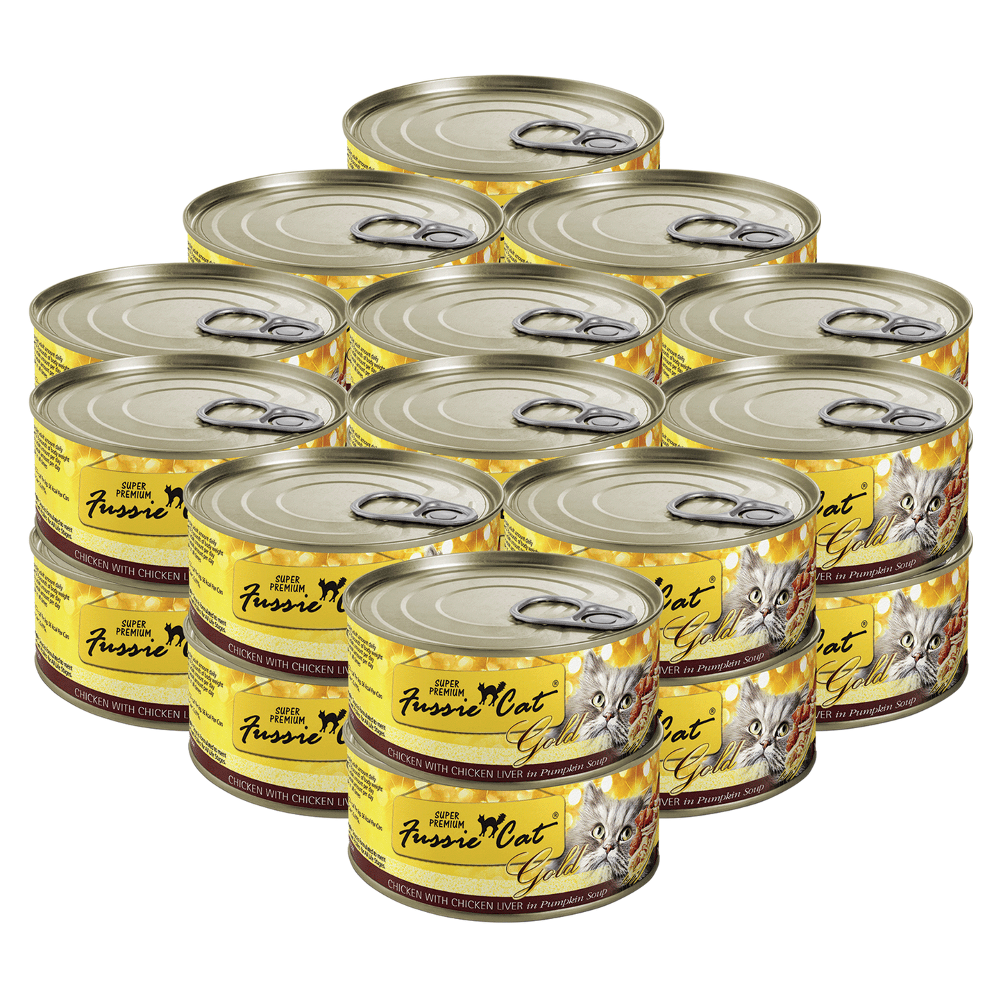 FUSSIE CAT Pollo Súper Premium con Hígado de Pollo en Sopa de Calabaza - Lata para Gatos | 80 g
