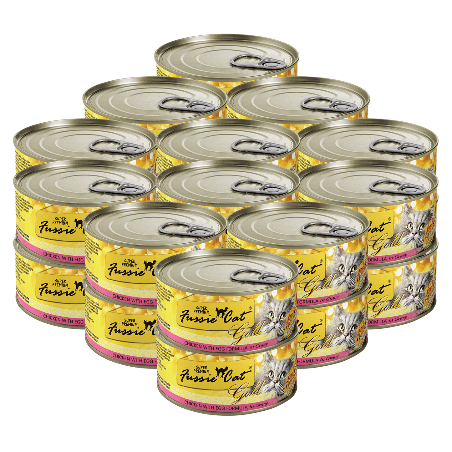 FUSSIE CAT Super Premium Pollo con Huevo en Salsa - Lata para Gatos | 2.82oz