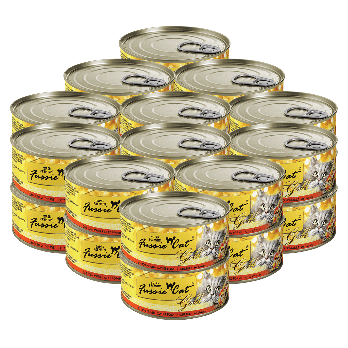 FUSSIE CAT Pollo Súper Premium con Batata en Salsa - Lata para Gatos | 2.82oz