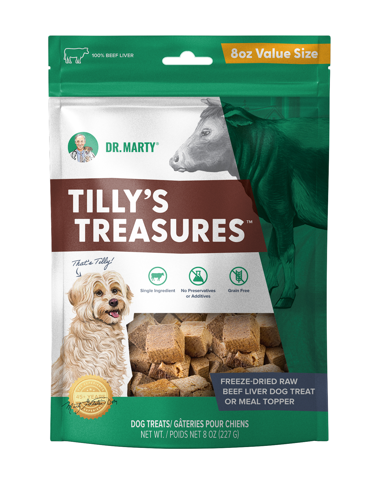 DR. MARTY Tilly's Treasures Golosinas de Hígado de Res Liofilizado | 8oz