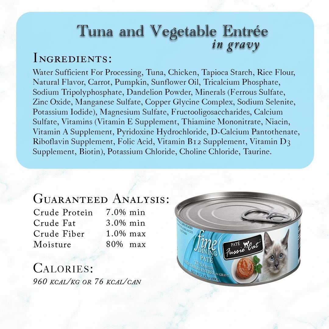 FUSSIE CAT Paté de Atún con Vegetales Fine Dining - Lata para Gatos | 80g